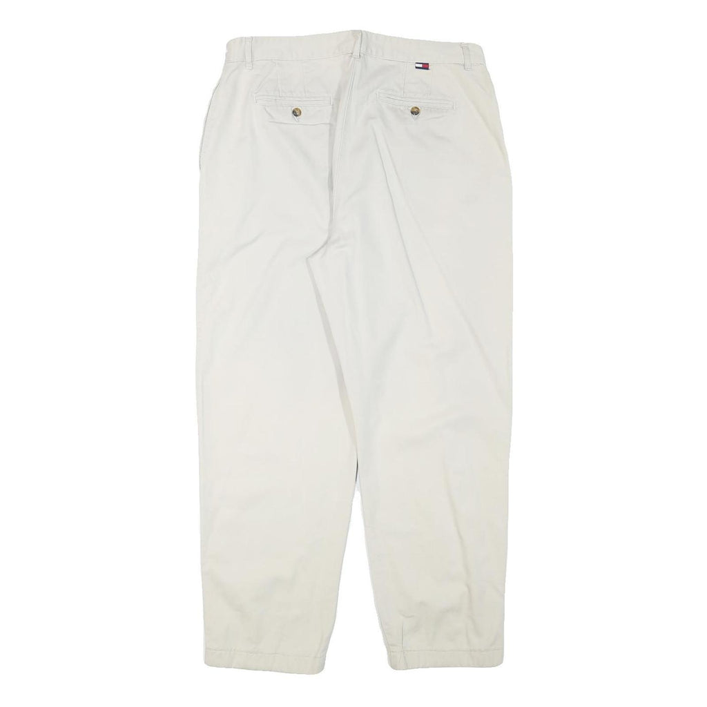 TOMMY HILFIGER Womens Cotton Blend White Relaxed Straight Trousers W32 L27