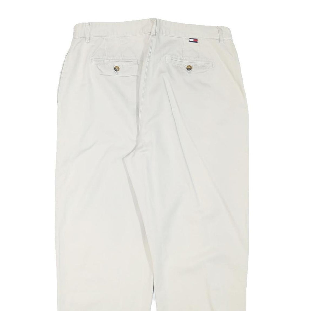 TOMMY HILFIGER Womens Cotton Blend White Relaxed Straight Trousers W32 L27