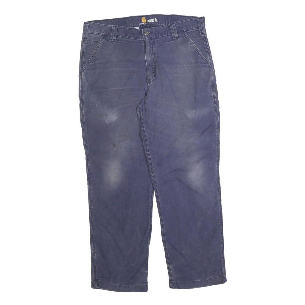 CARHARTT Mens Relaxed Fit Blue Cotton Blend Trousers W36 L30 Workwear Casual