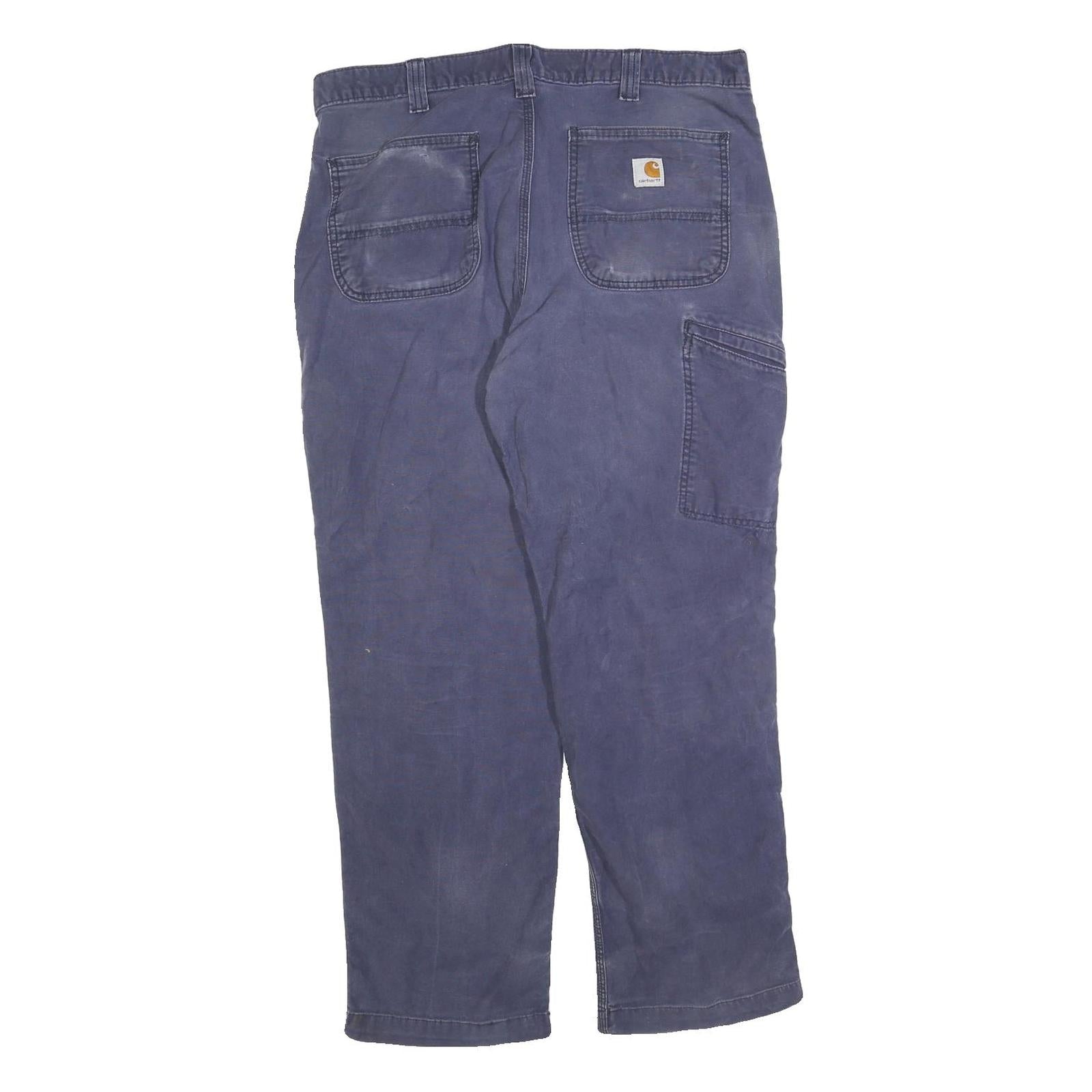 CARHARTT Mens Relaxed Fit Blue Cotton Blend Trousers W36 L30 Workwear Casual