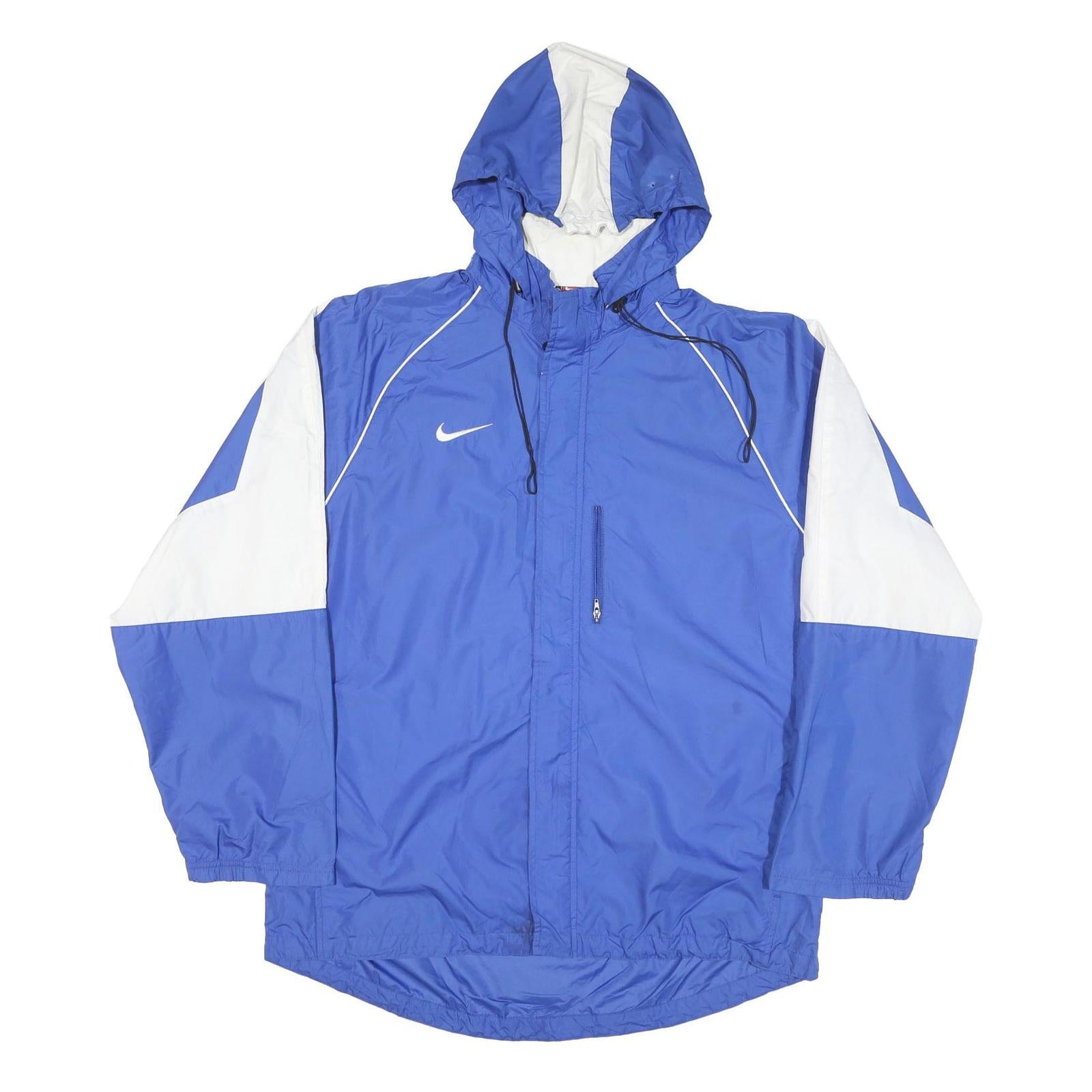 NIKE Mens Blue & White Zip Jacket XL Polyester Blend Plain Sports Hooded