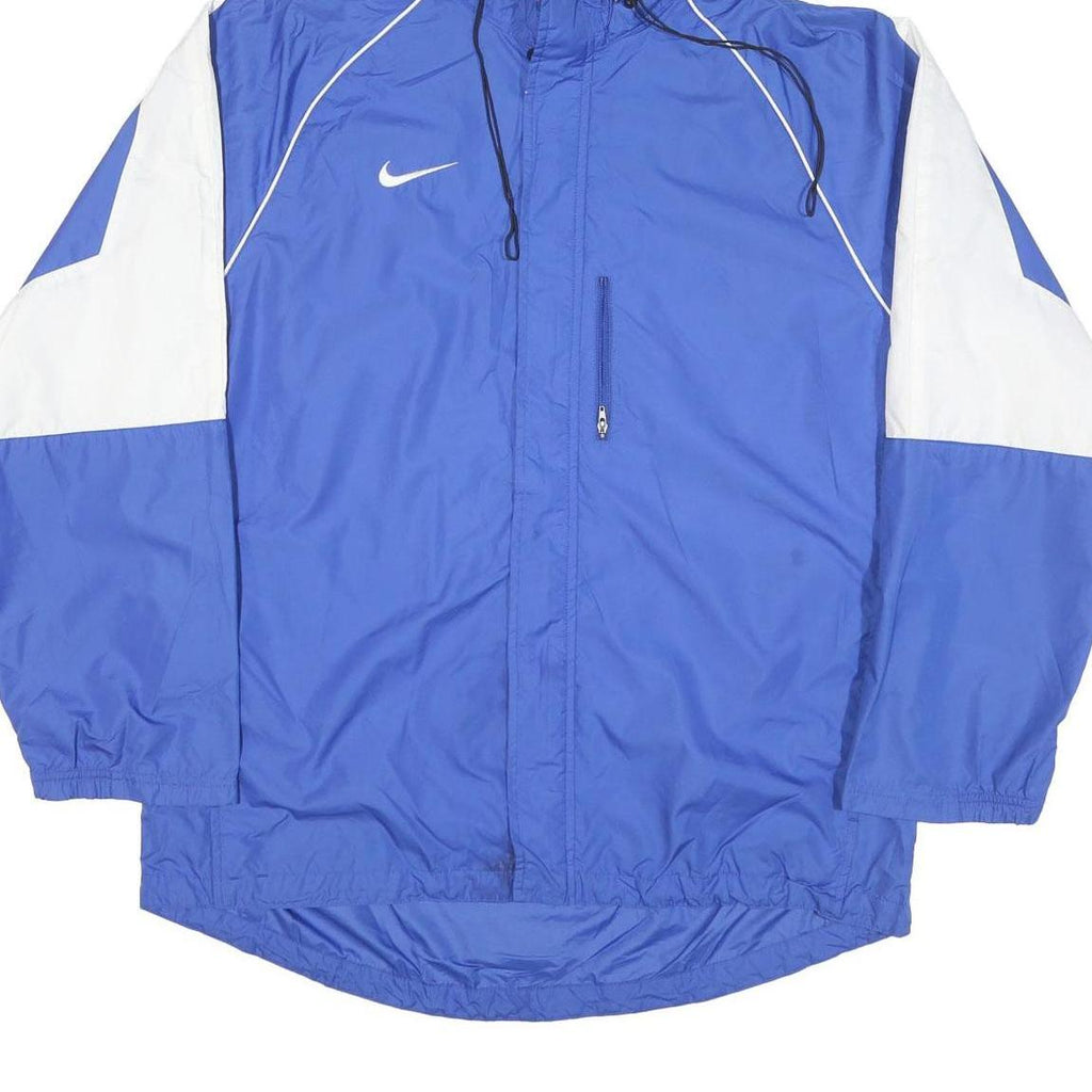 NIKE Mens Blue & White Zip Jacket XL Polyester Blend Plain Sports Hooded