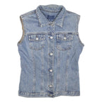 HOLIDAY Womens Blue Denim Jacket M Cotton Blend Sleeveless Button Closure