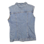 HOLIDAY Womens Blue Denim Jacket M Cotton Blend Sleeveless Button Closure