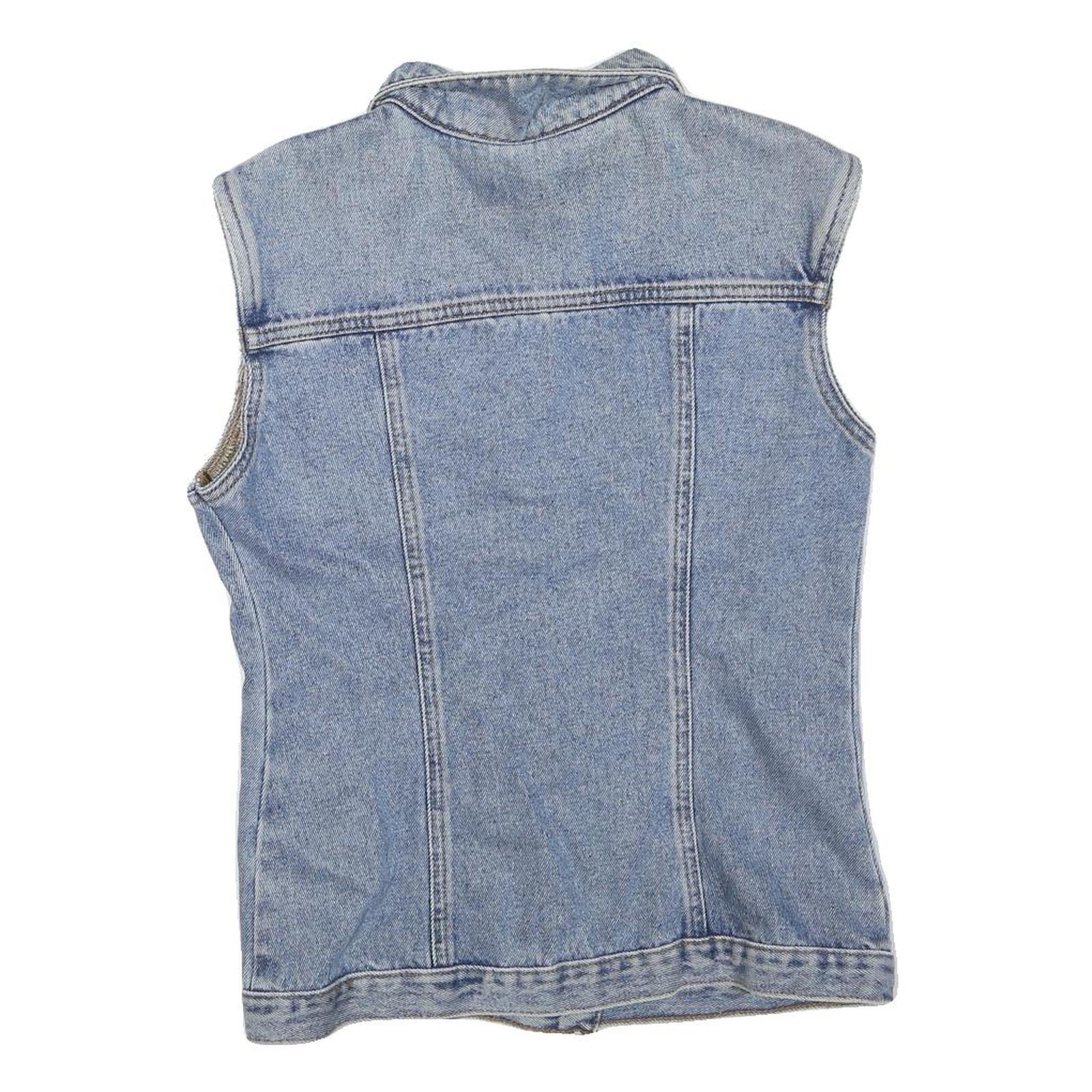 HOLIDAY Womens Blue Denim Jacket M Cotton Blend Sleeveless Button Closure