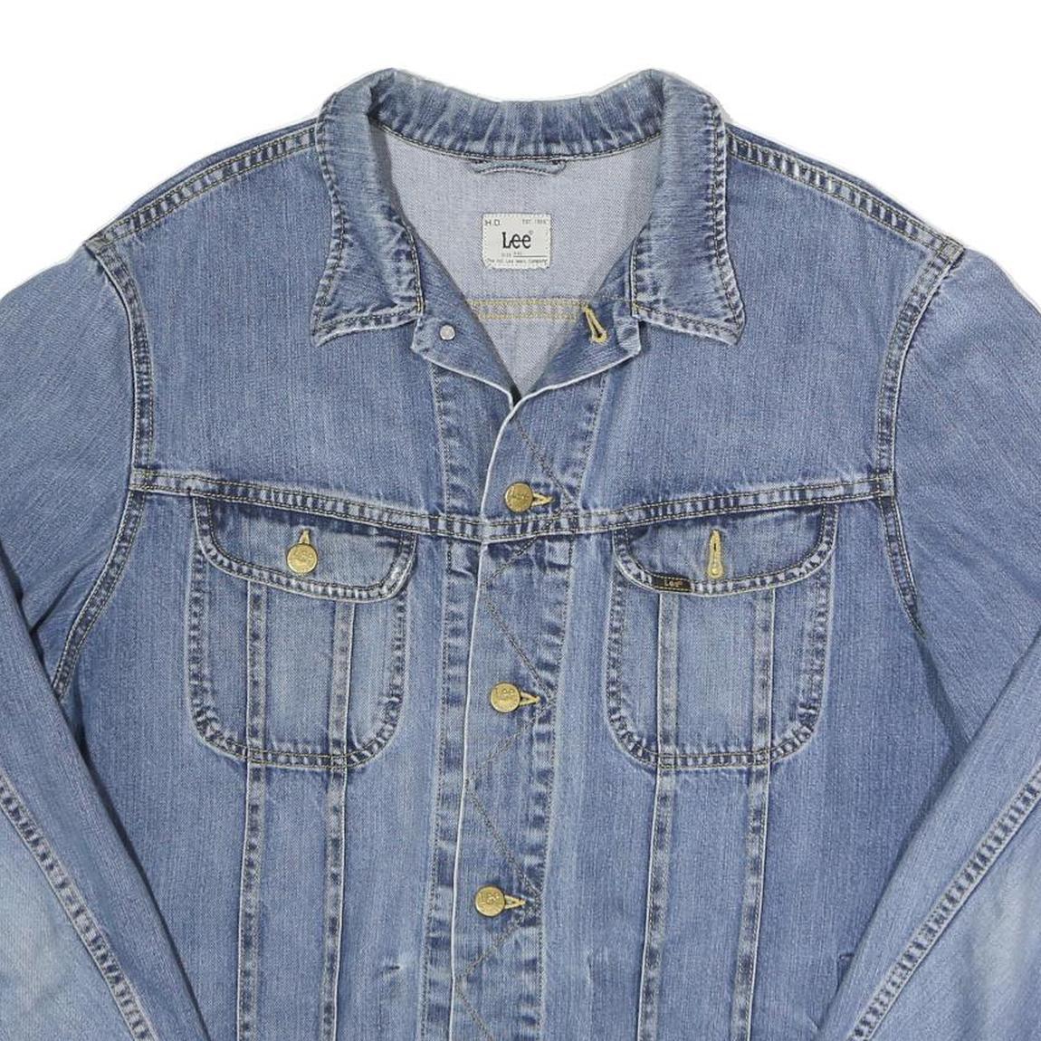 LEE Mens Blue Denim Jacket XL Cotton Button Closure Classic Casual