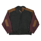 LONDON FOG Mens Black & Burgundy Colourblock Jacket XL Polyester Blend Zip
