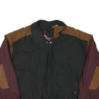 LONDON FOG Mens Black & Burgundy Colourblock Jacket XL Polyester Blend Zip
