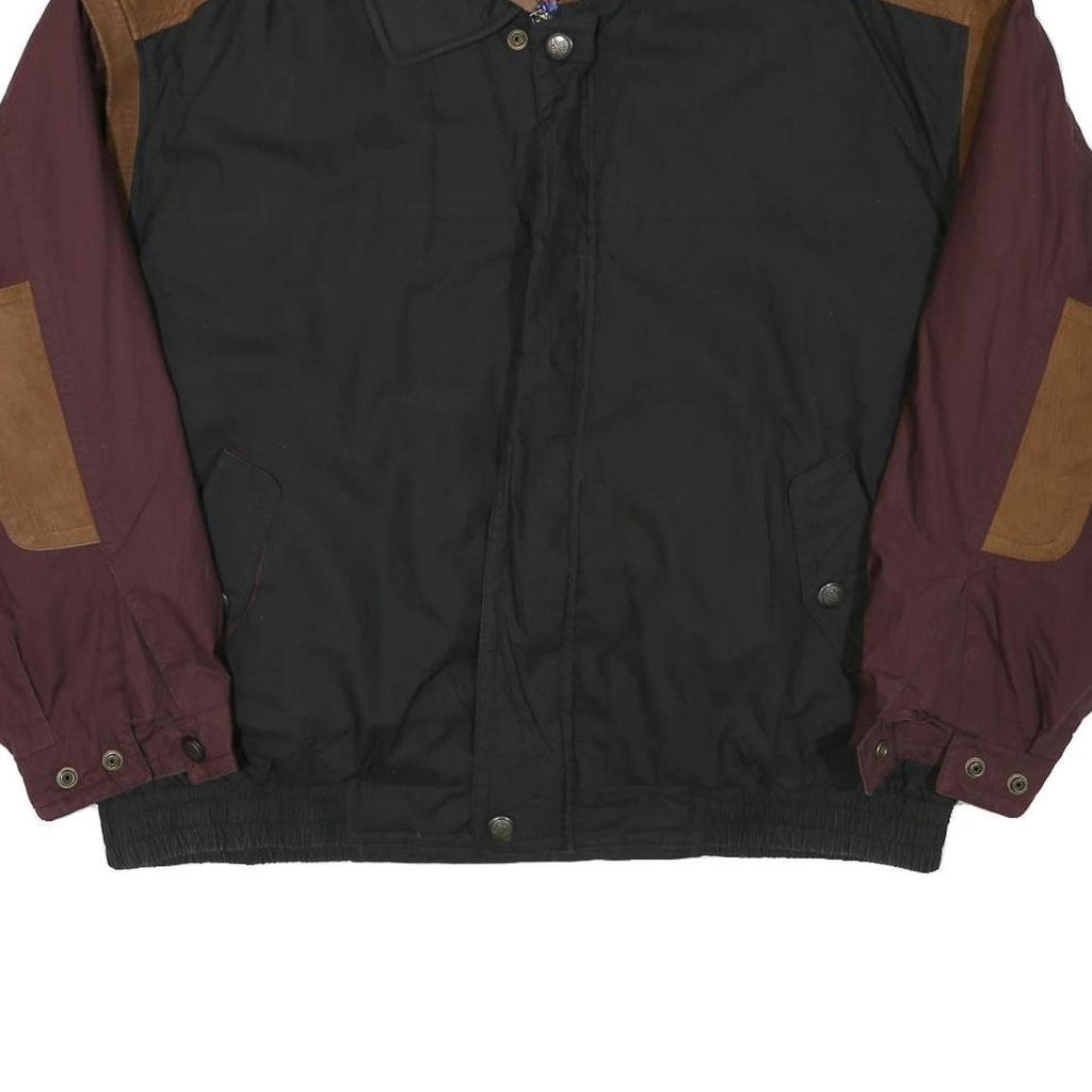 LONDON FOG Mens Black & Burgundy Colourblock Jacket XL Polyester Blend Zip
