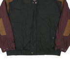 LONDON FOG Mens Black & Burgundy Colourblock Jacket XL Polyester Blend Zip
