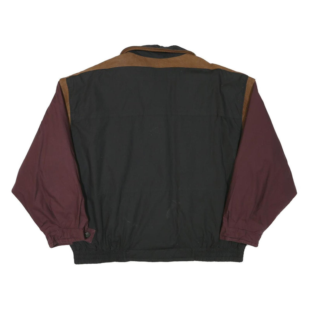 LONDON FOG Mens Black & Burgundy Colourblock Jacket XL Polyester Blend Zip