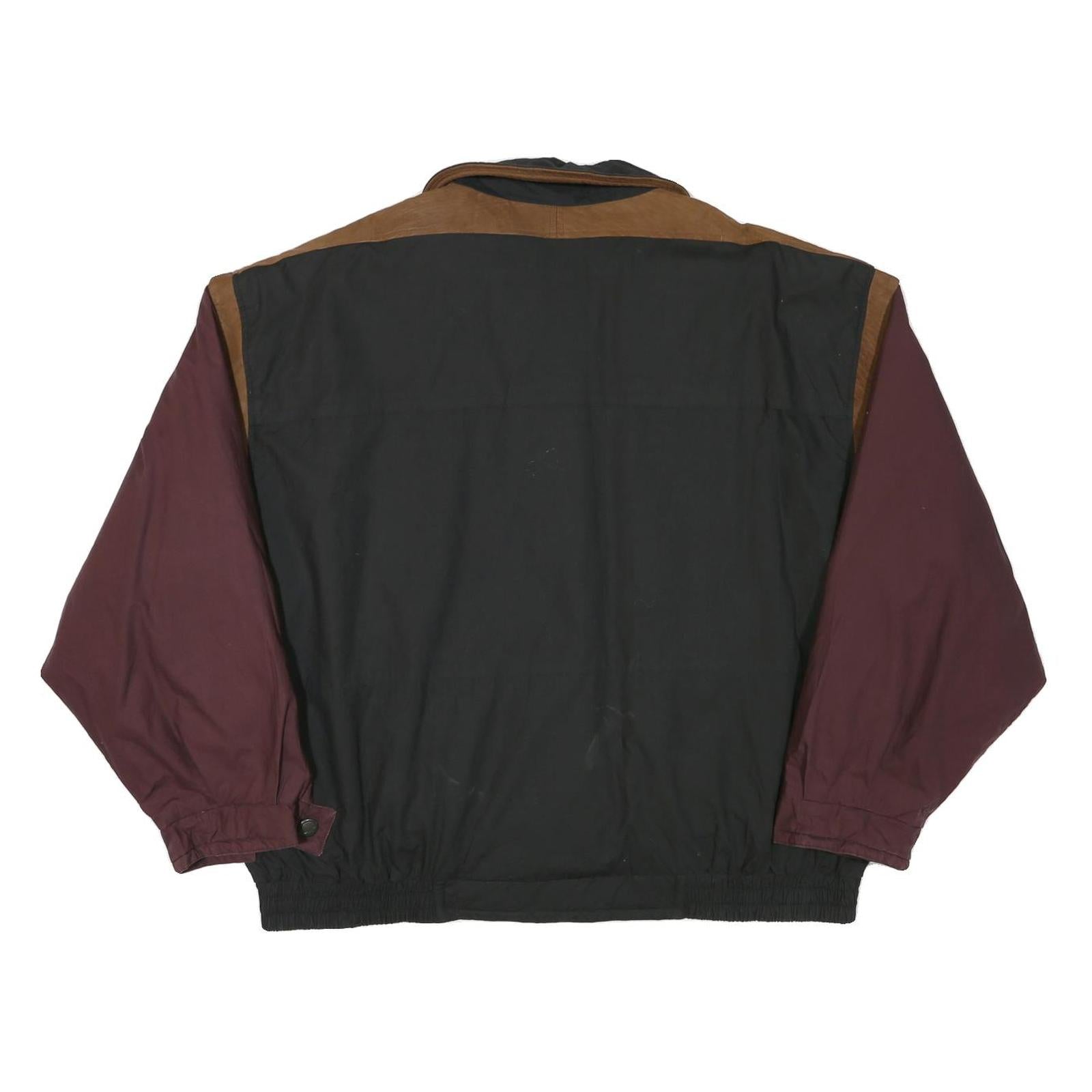 LONDON FOG Mens Black & Burgundy Colourblock Jacket XL Polyester Blend Zip