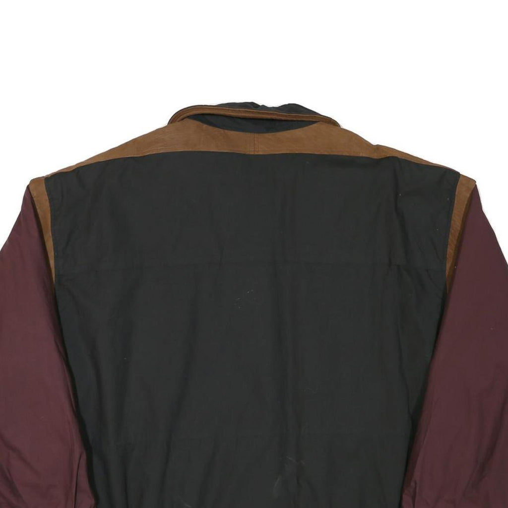 LONDON FOG Mens Black & Burgundy Colourblock Jacket XL Polyester Blend Zip