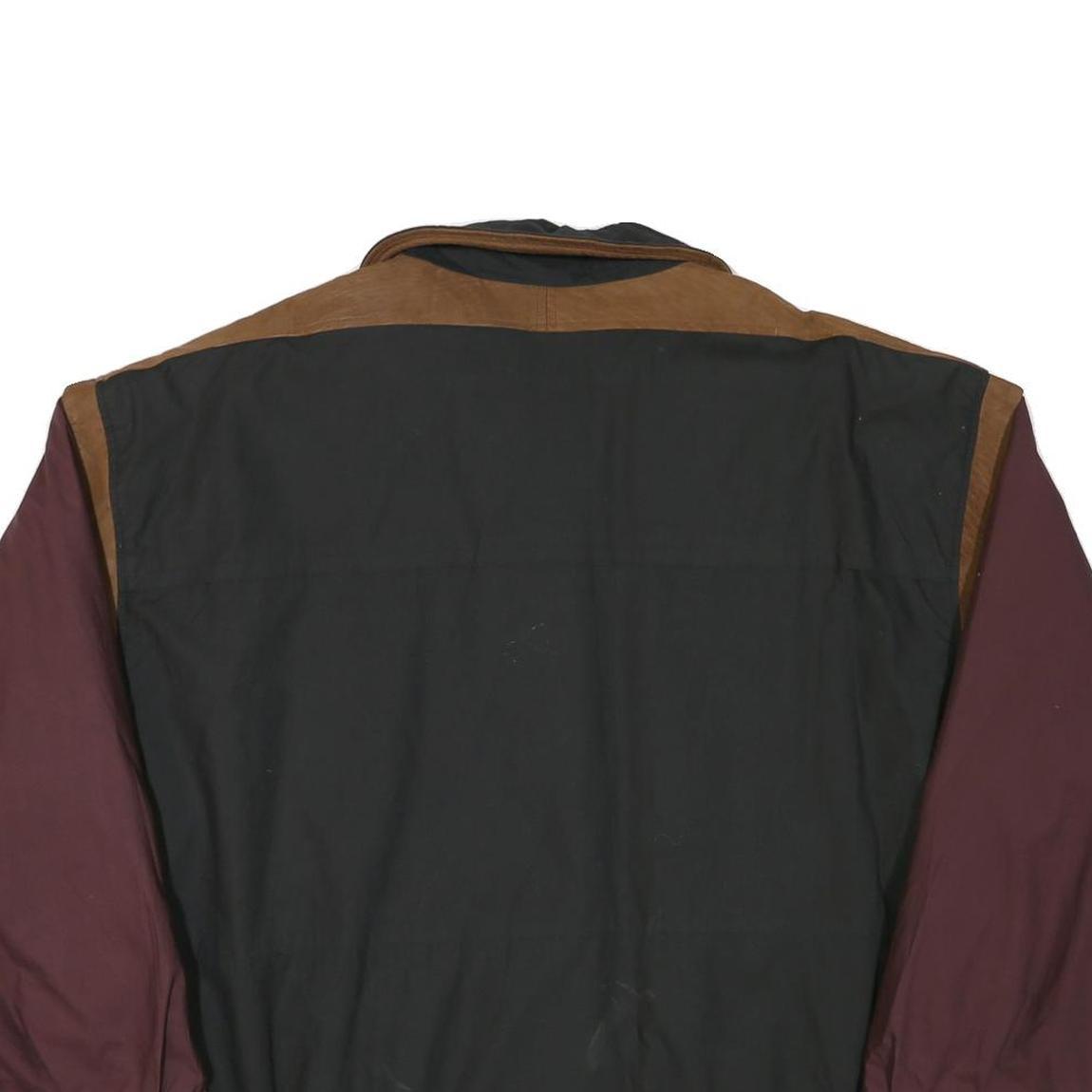 LONDON FOG Mens Black & Burgundy Colourblock Jacket XL Polyester Blend Zip