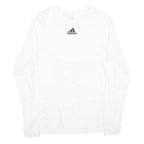 ADIDAS Mens White Athletic Long Sleeve Crew Neck Cotton Blend T-Shirt M