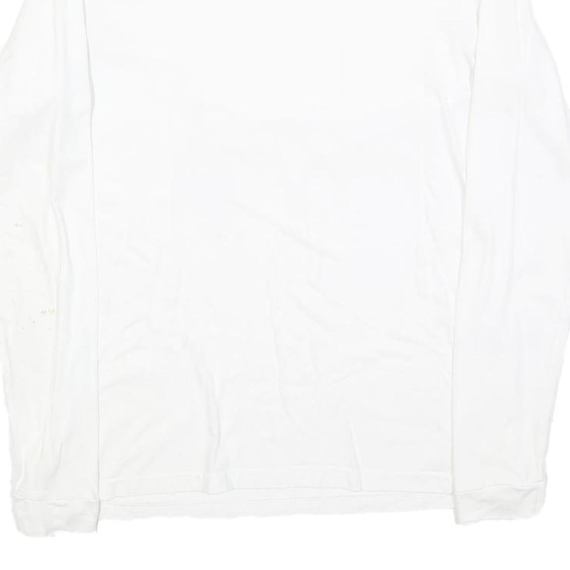 ADIDAS Mens White Athletic Long Sleeve Crew Neck Cotton Blend T-Shirt M