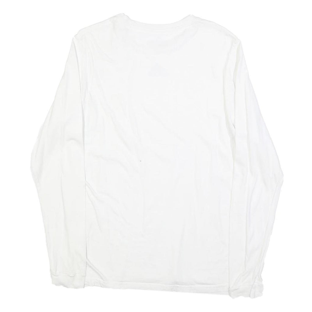 ADIDAS Mens White Athletic Long Sleeve Crew Neck Cotton Blend T-Shirt M