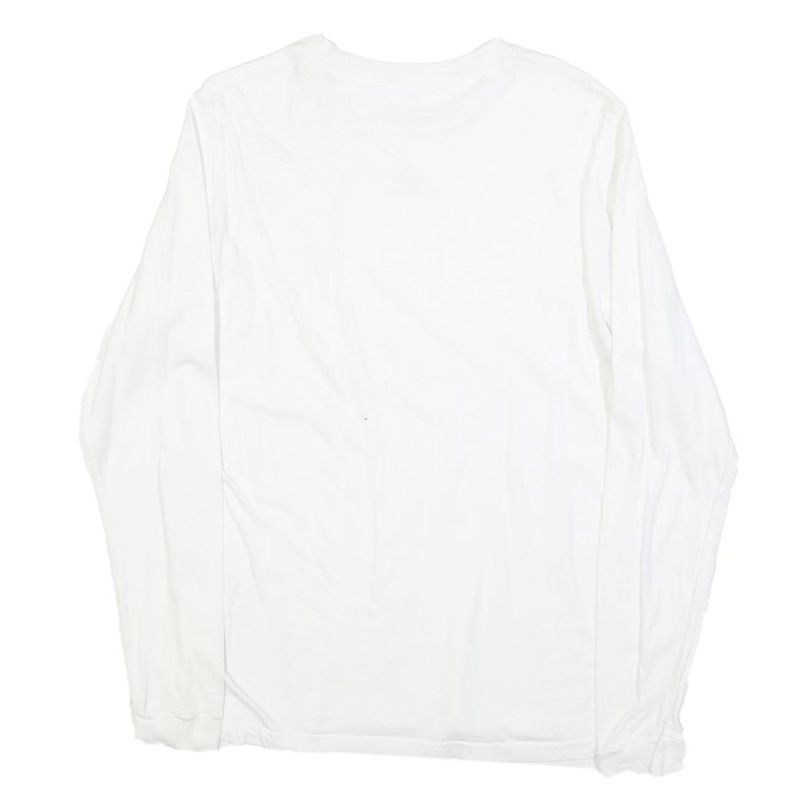 ADIDAS Mens White Athletic Long Sleeve Crew Neck Cotton Blend T-Shirt M