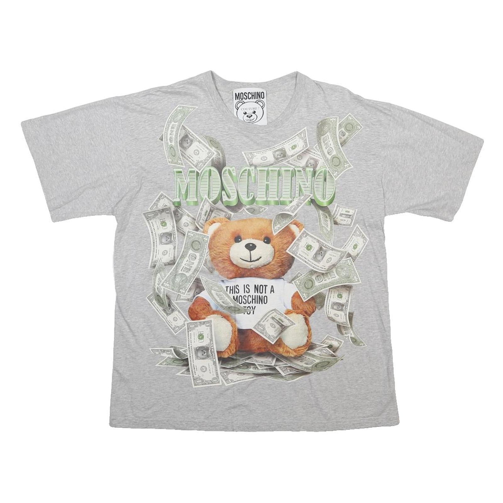 MOSCHINO Womens Grey Teddy Bear Graphic T-Shirt L Short Sleeve Crew Neck