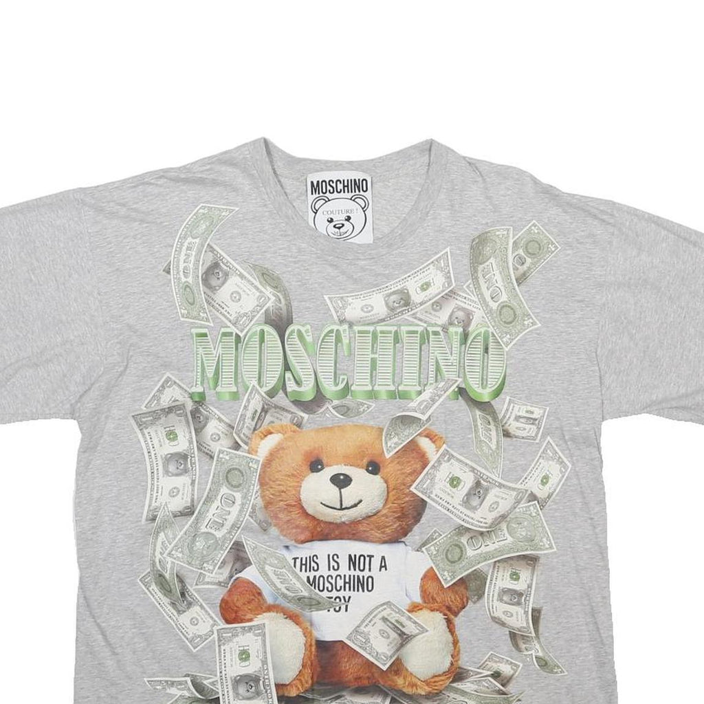 MOSCHINO Womens Grey Teddy Bear Graphic T-Shirt L Short Sleeve Crew Neck
