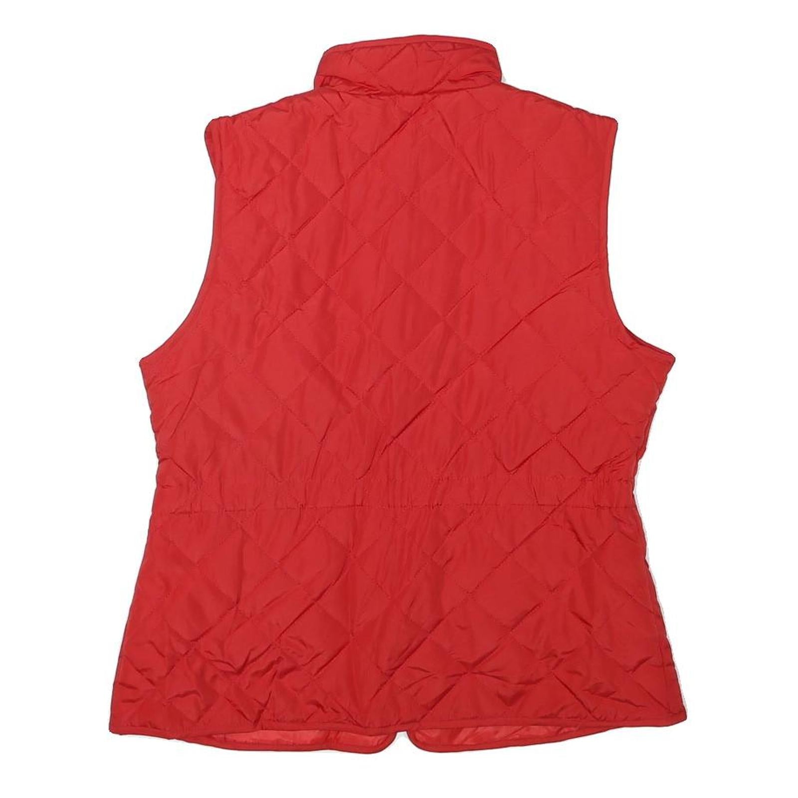 ST JOHNS BAY Womens Red Quilted Sleeveless Jacket S Polyester Blend Zip Pockets