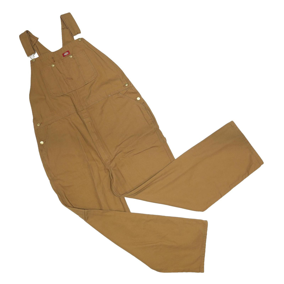 DICKIES Mens Brown Cotton Classic Dungarees XL W40 L32 Durable Workwear Style