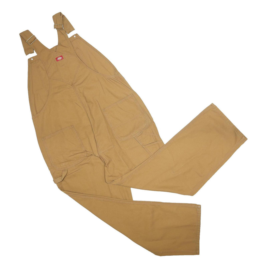 DICKIES Mens Brown Cotton Classic Dungarees XL W40 L32 Durable Workwear Style
