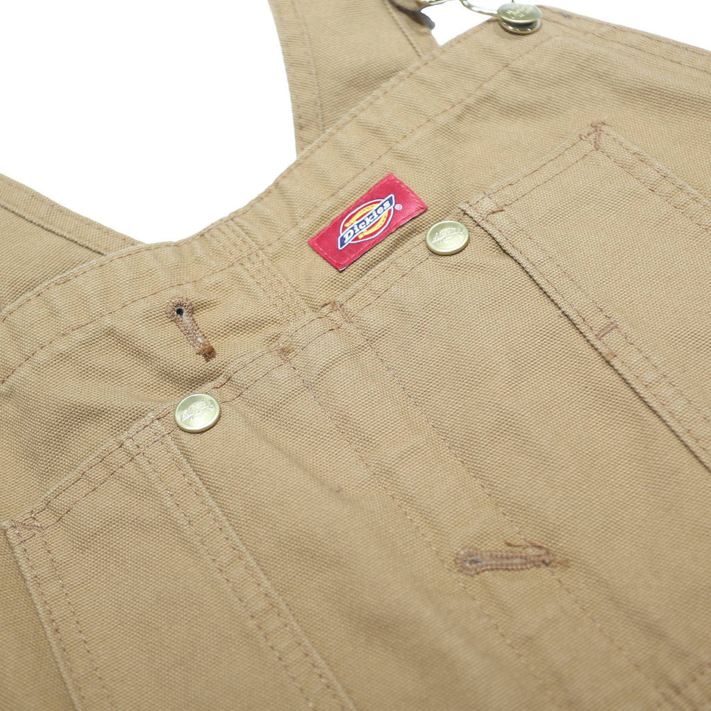 DICKIES Mens Brown Cotton Classic Dungarees XL W40 L32 Durable Workwear Style