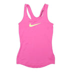 NIKE Womens Pink Polyester Blend Activewear Tank S Sleeveless Crew Neck