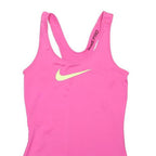 NIKE Womens Pink Polyester Blend Activewear Tank S Sleeveless Crew Neck