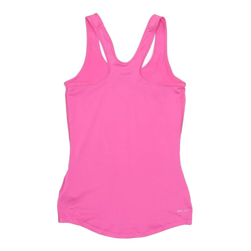NIKE Womens Pink Polyester Blend Activewear Tank S Sleeveless Crew Neck