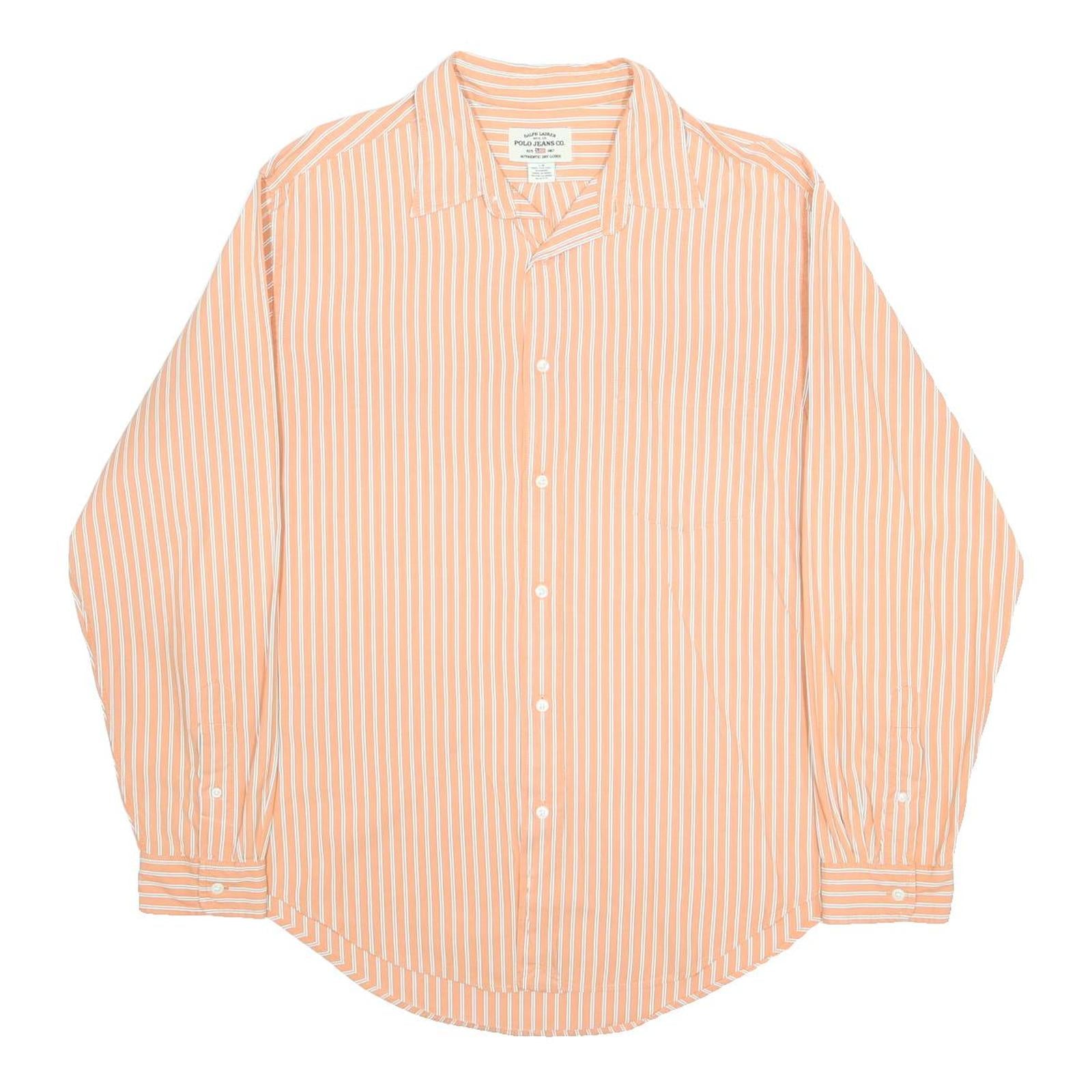 RALPH LAUREN POLO JEANS COMPANY Mens Orange & White Striped Shirt L Classic