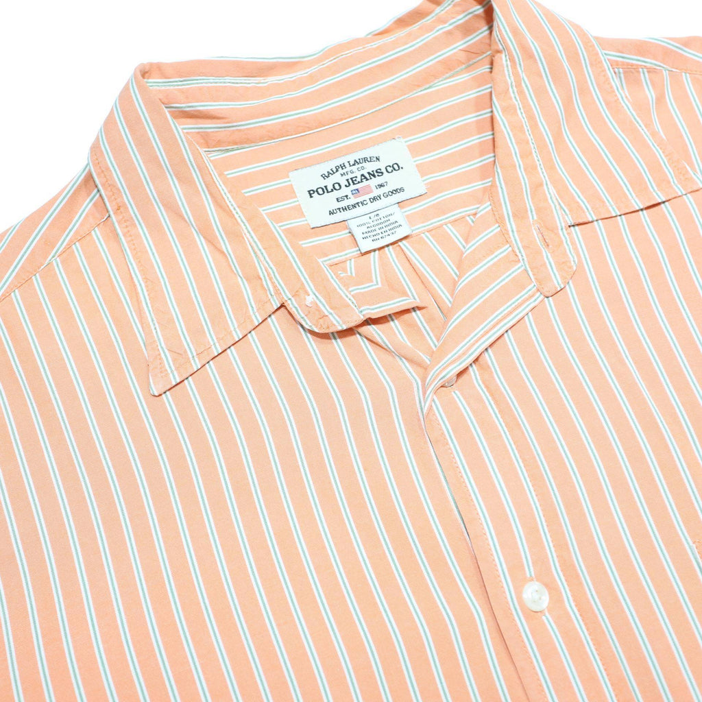 RALPH LAUREN POLO JEANS COMPANY Mens Orange & White Striped Shirt L Classic