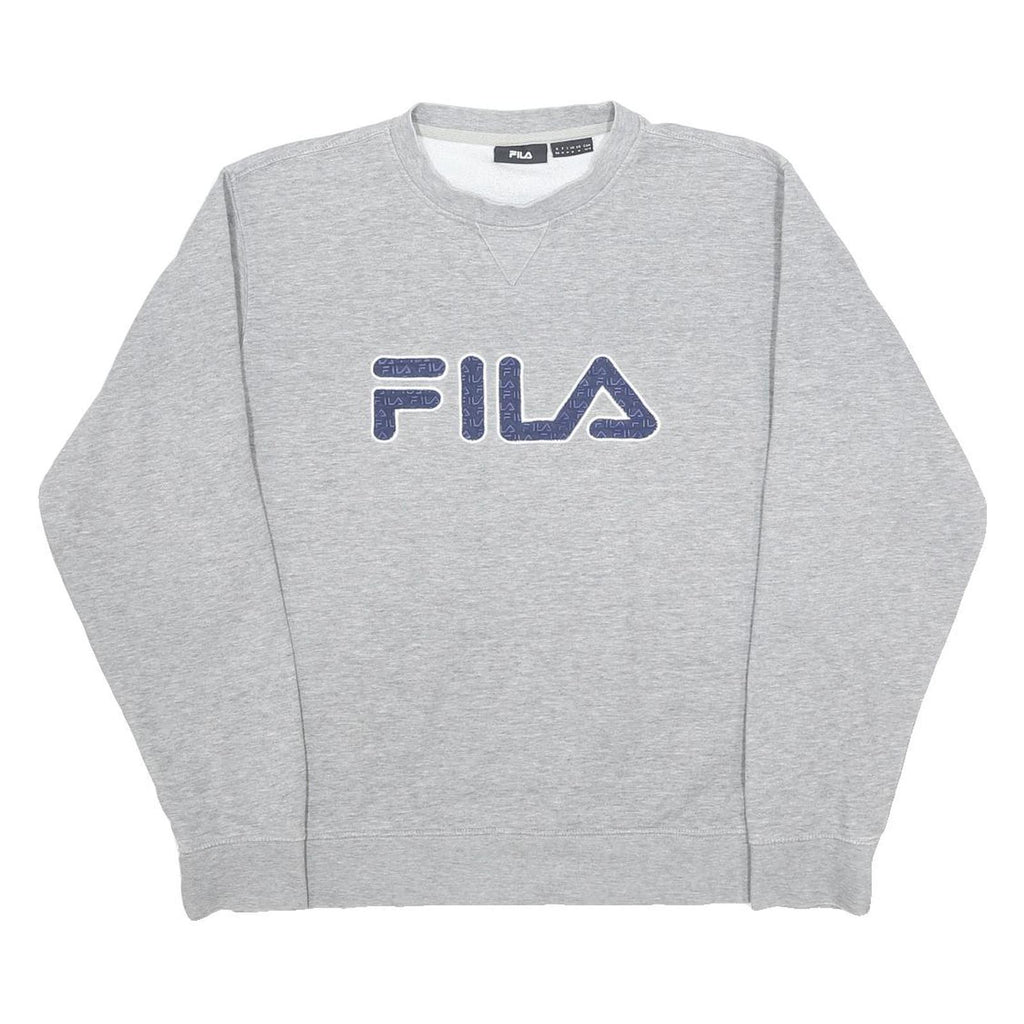 FILA Mens Grey Crew Neck M Cotton Blend Sweatshirt Classic Logo Pullover