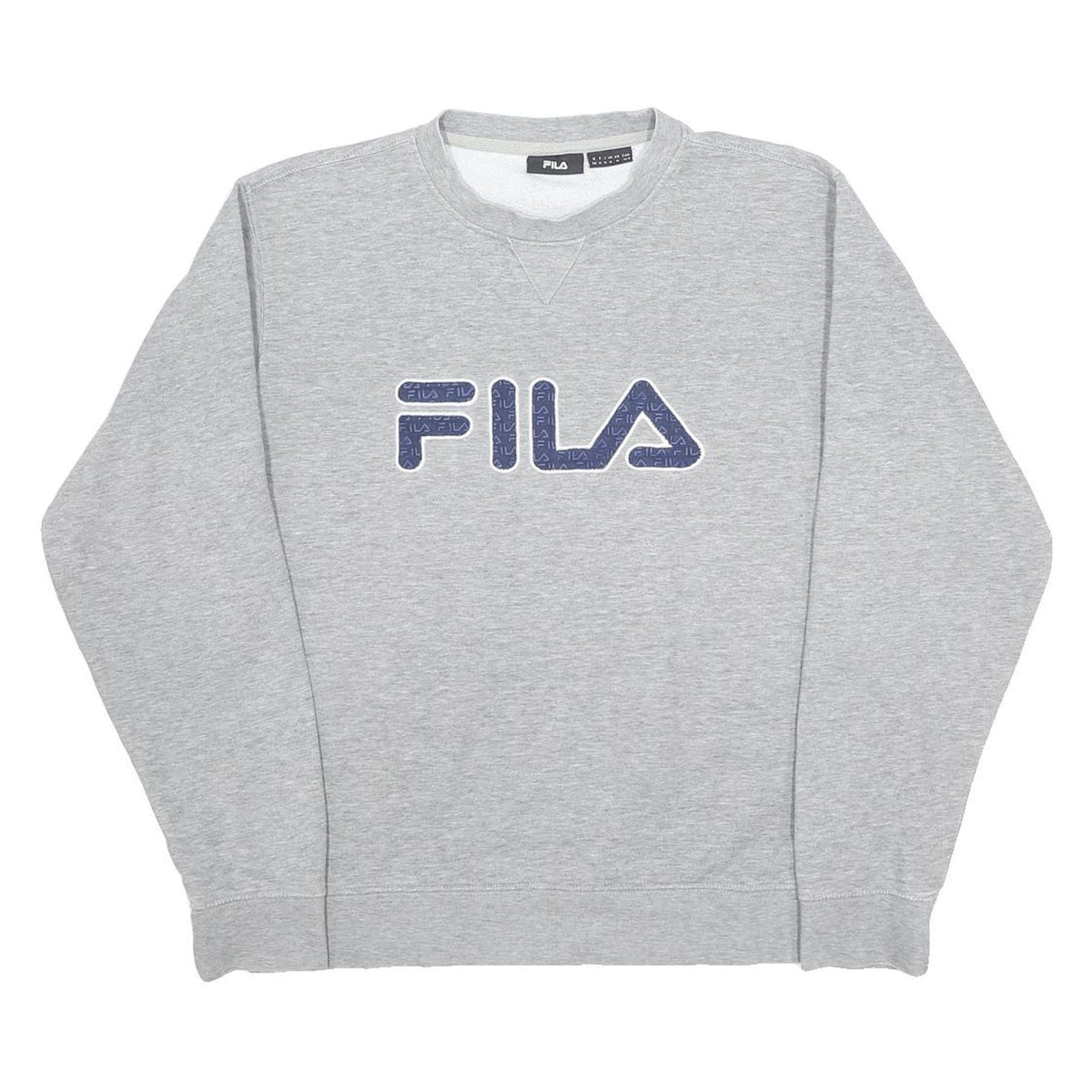 FILA Mens Grey Crew Neck M Cotton Blend Sweatshirt Classic Logo Pullover