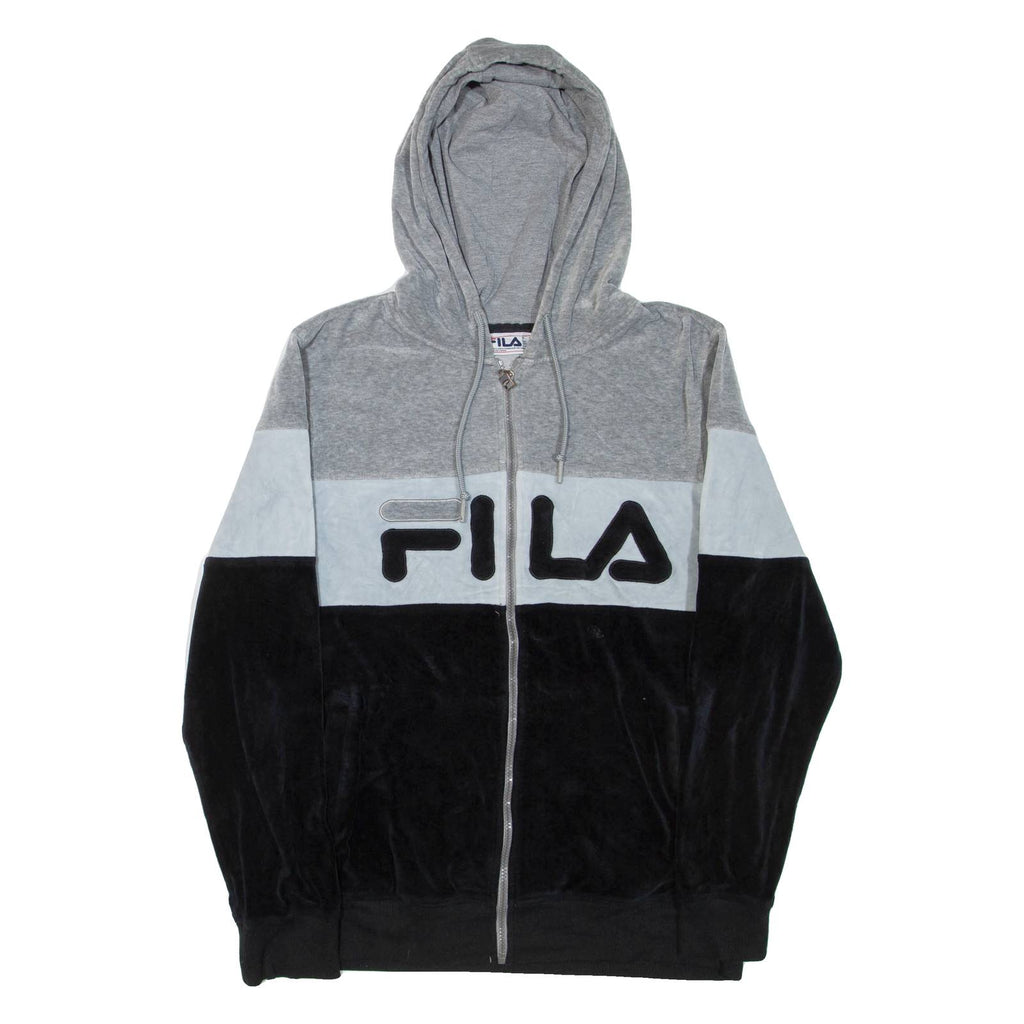 FILA Velour Womens Grey Hoodie Full Zip XL