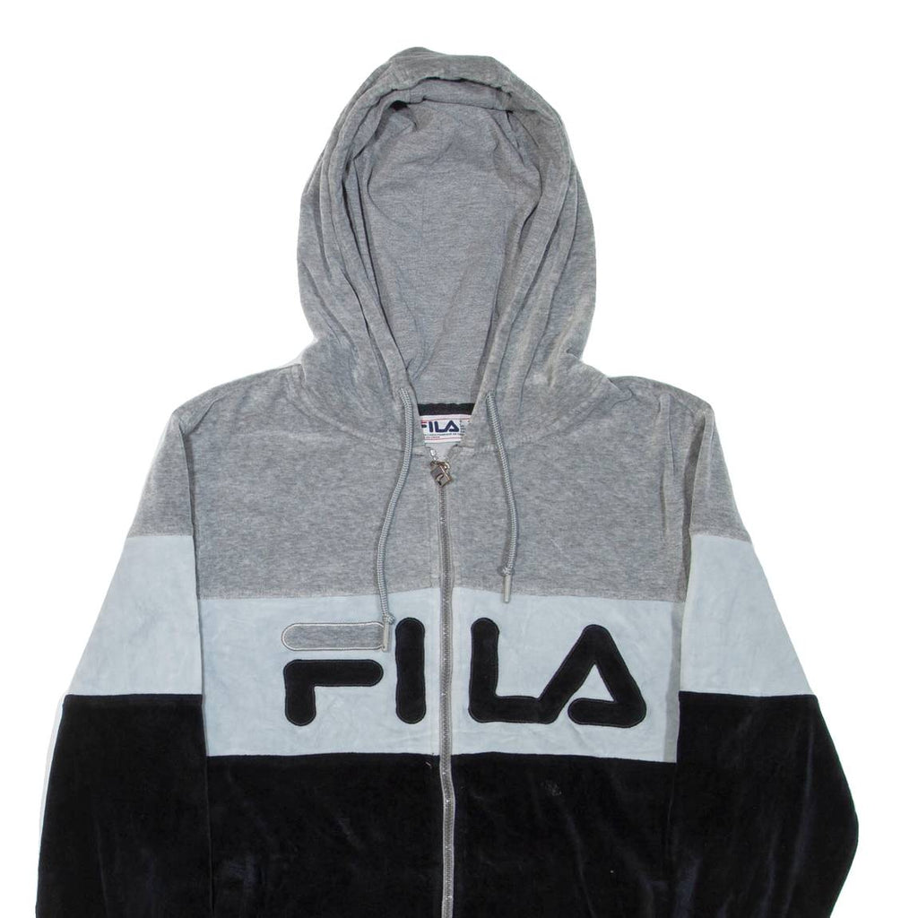 FILA Velour Womens Grey Hoodie Full Zip XL