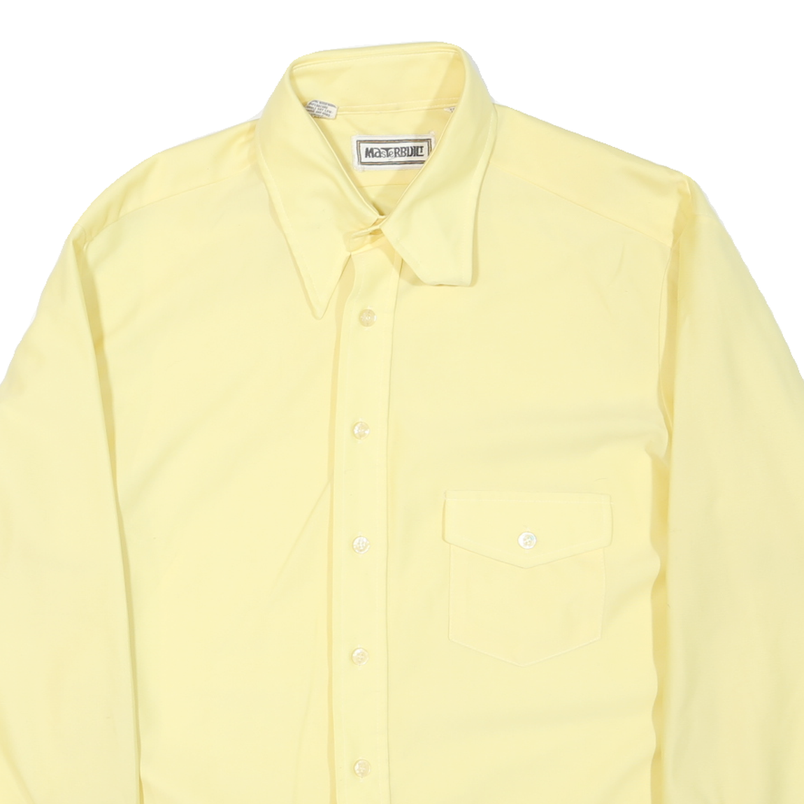 Mens Yellow Plain Shirt XL Polyester Blend Long Sleeve Button Closure Classic