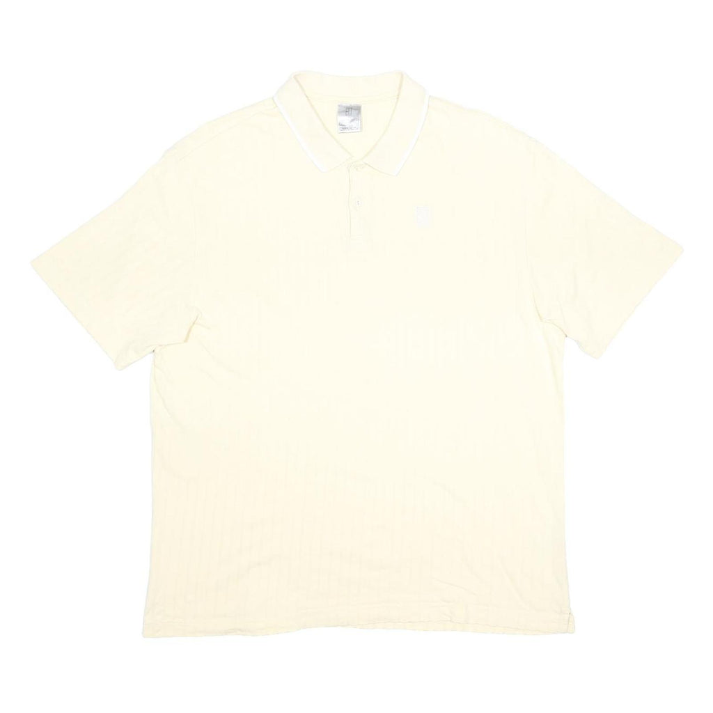 NIKE Mens Cream Polo Shirt Short Sleeve Plain L Cotton Comfort Casual