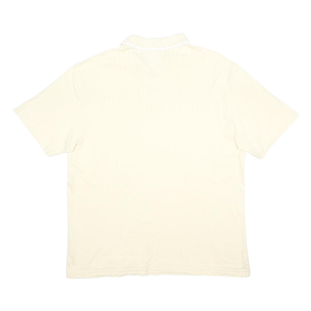 NIKE Mens Cream Polo Shirt Short Sleeve Plain L Cotton Comfort Casual