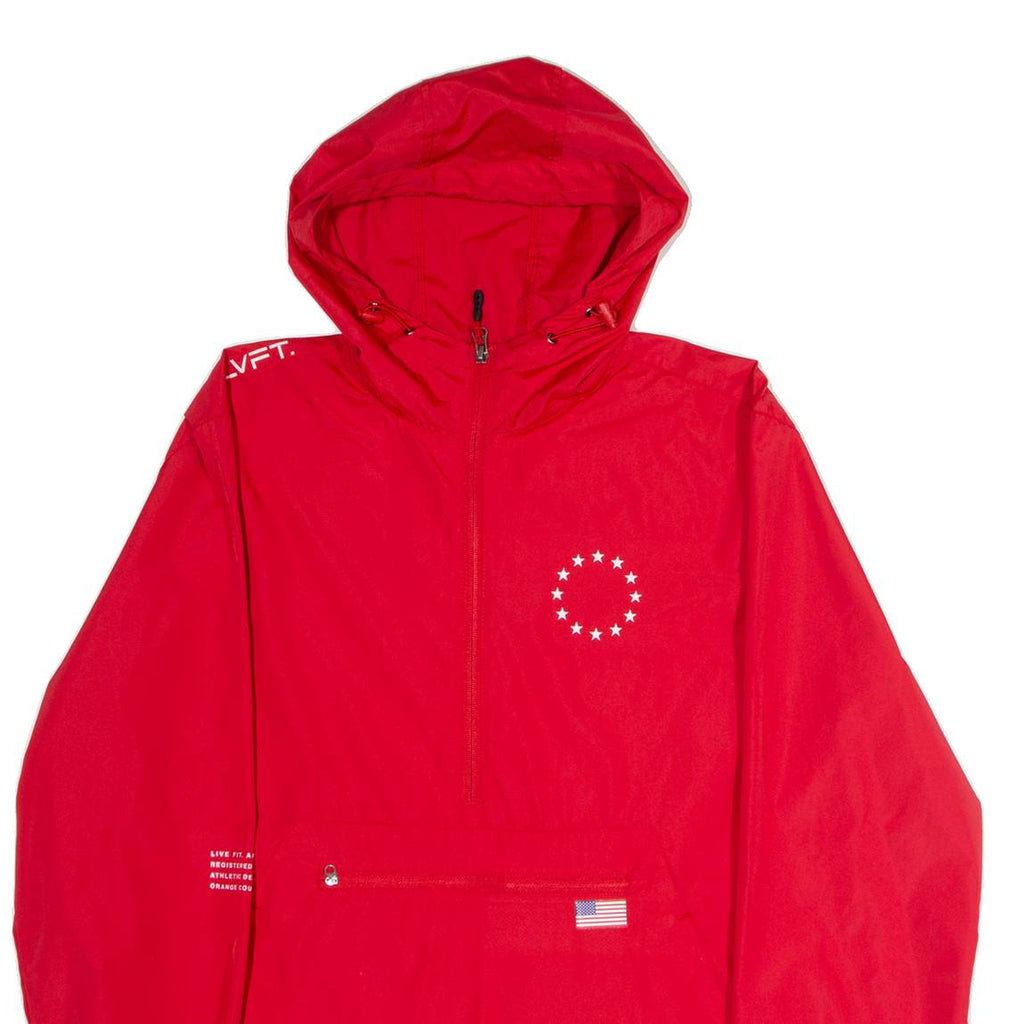 LVFT Mens Pullover Jacket Red USA Hooded XL