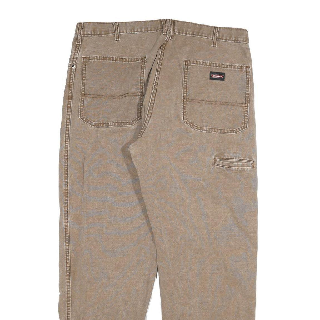 DICKIES Mens Cotton Blend Beige Regular Fit Straight Leg Trousers W38 L30