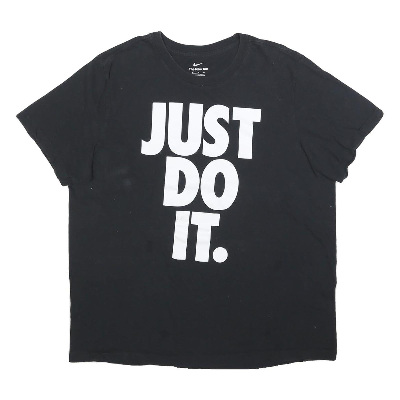 NIKE Mens Black Just Do It T-Shirt XL Short Sleeve Crew Neck Graphic Print