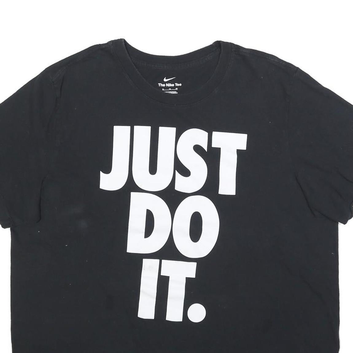 NIKE Mens Black Just Do It T-Shirt XL Short Sleeve Crew Neck Graphic Print