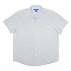TOMMY HILFIGER Mens Grey Plain Short Sleeve Shirt L Casual Lightweight Cotton