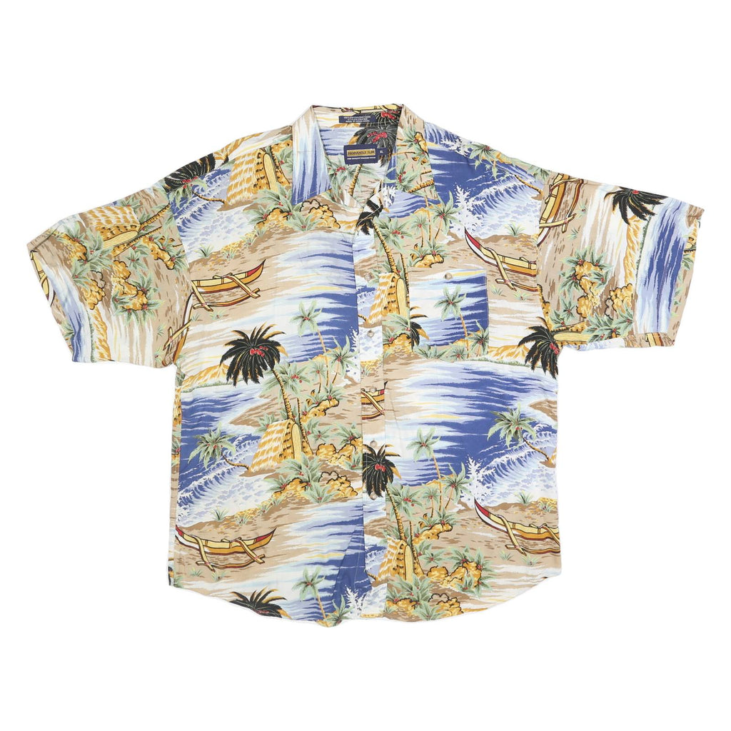 PANHANDLE SLIM Mens Blue Pattern XL Rayon Hawaiian Beach Shirt Casual Summer