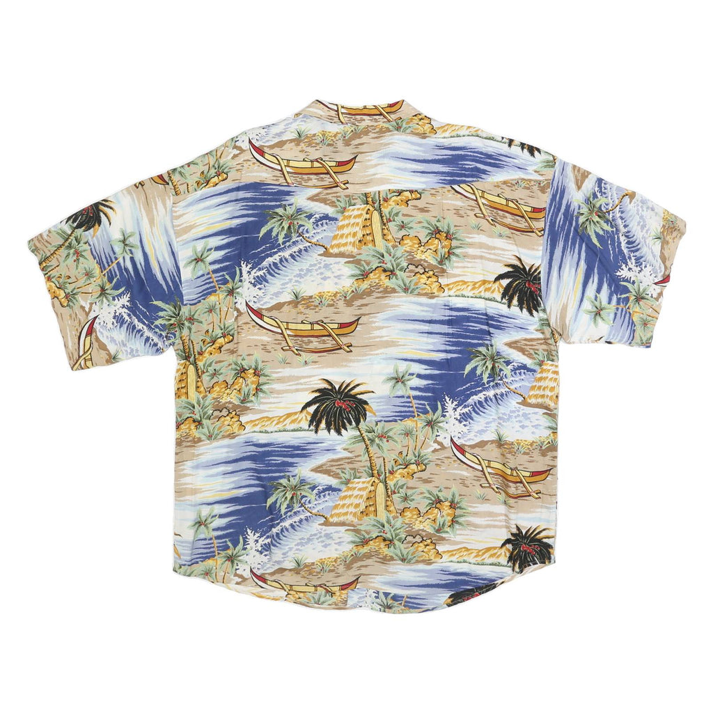 PANHANDLE SLIM Mens Blue Pattern XL Rayon Hawaiian Beach Shirt Casual Summer