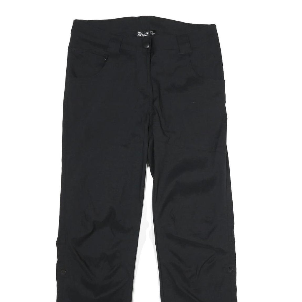 CRIVIT Womens Black Regular Fit Straight Leg Trousers W32 L31 Zip Closure