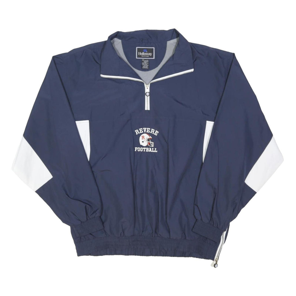 HOLLOWAY Mens Navy & White Revere Football Sports Zip Jacket XL Polyester