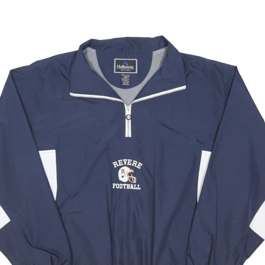 HOLLOWAY Mens Navy & White Revere Football Sports Zip Jacket XL Polyester
